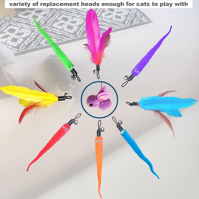 ZPH Cat Toys Interactive for Indoor Cats,2PCS Retractable Cat Wand,9PCS Teaser Toys&1PCS Hanging Door Lure Kitten Toy,Interactive Feather Toy for Teaser Play and Chase Exercise with Kitten