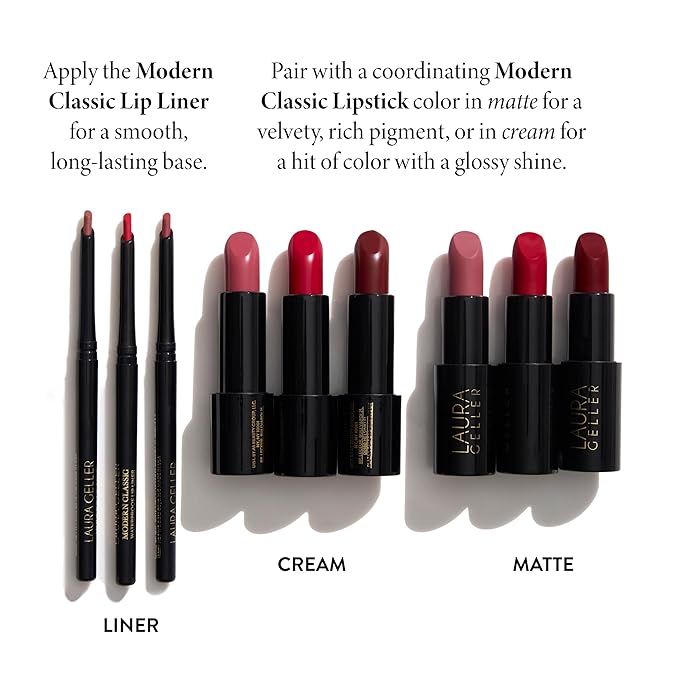 LAURA GELLER NEW YORK Modern Classic Lip Liner, Luxurious Creamy Long Lasting Lip Liner, Prevents Feathering and Fading, Purely Pink