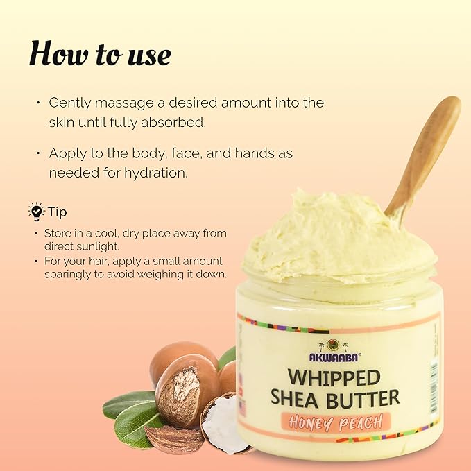 AKWAABA Whipped Shea Butter (Jamaican Tropic) – Nourishes & Moisturizes | Made with Shea Butter | No Dyes & Parabens | 12 oz / 340 g