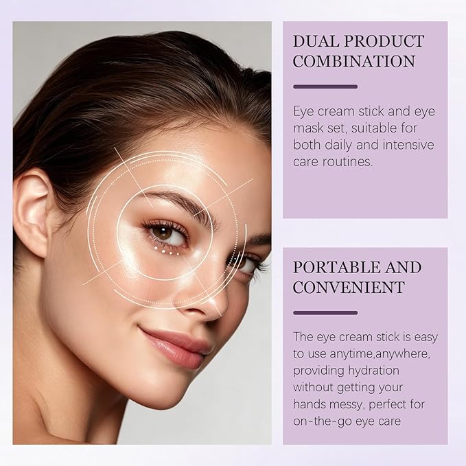 Calcium Multi Balm Stick + Individually Wrapped Hydrogel Under Eye Patches 24PCS 2‑Step Multi‑Area Hydrating Skin Care Set Smoothing the Look of Fine Lines (11, Calcium Balm Stick Eye Patches(11 PCS))