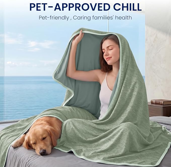 Cooling Blanket for Night Sweats Absorbs Heat to Keep Adults, Children Cool on Warm Nights, Q-Max 0.5 Cooling Blankets for Hot Sleepers, Ultra-Cool Lightweight Sofa Throw Blanket (50"x70") | Absorbs Heat Cold Summer Blanket for Night Sweats & Menopause...