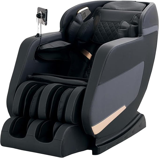4D Massage Chair Full Body|Zero Gravity Shiatsu Massage Chairs Recliner with Heated Bluetooth Speaker Airbag Yoga Stretch, Foot Roller (Black)