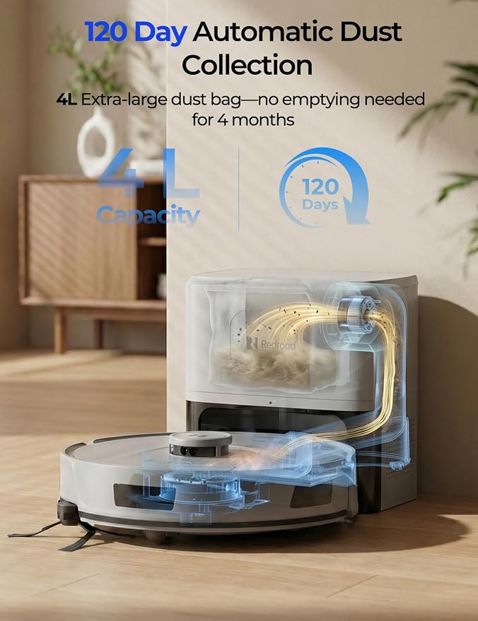 Robot Vacuum 20,000Pa Robot Vacuum Mop,120Day Self Emptying Vacuum Robot,Lidar Navigation,2.4G 5G WiFi APP Aspirateur Robot,Self-Charging Robot Vacuums for Floor,Pet,Carpet R11Gray