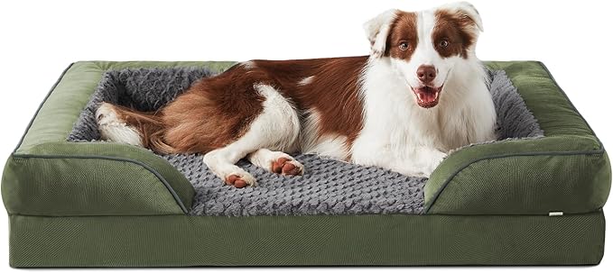 Orthopedic Dog Bed for Large Dogs, Washable Waterproof, Egg-Crate Foam Dog Couch Bed with Washable Removable Cover, Waterproof Lining and Nonskid Bottom