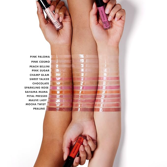e.l.f. Lip Plumping Gloss, High-Shine Sheer Color, Hydrates & Creates Fuller Lips With Vitamin E, Vegan & Cruelty-Free, Mauve Lady, 0.1 Fl Oz