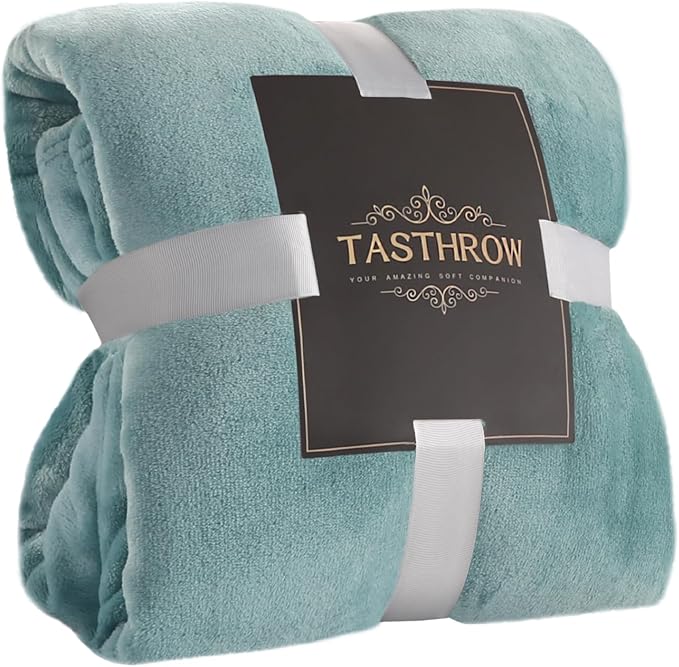 TASTHROW Large Flannel Fleece Throw Blanket, 50×70 Inch - Bluishgreen | Cozy Lightweight Thick Blanket - All Seasons Suitable for Women, Men and Kids
