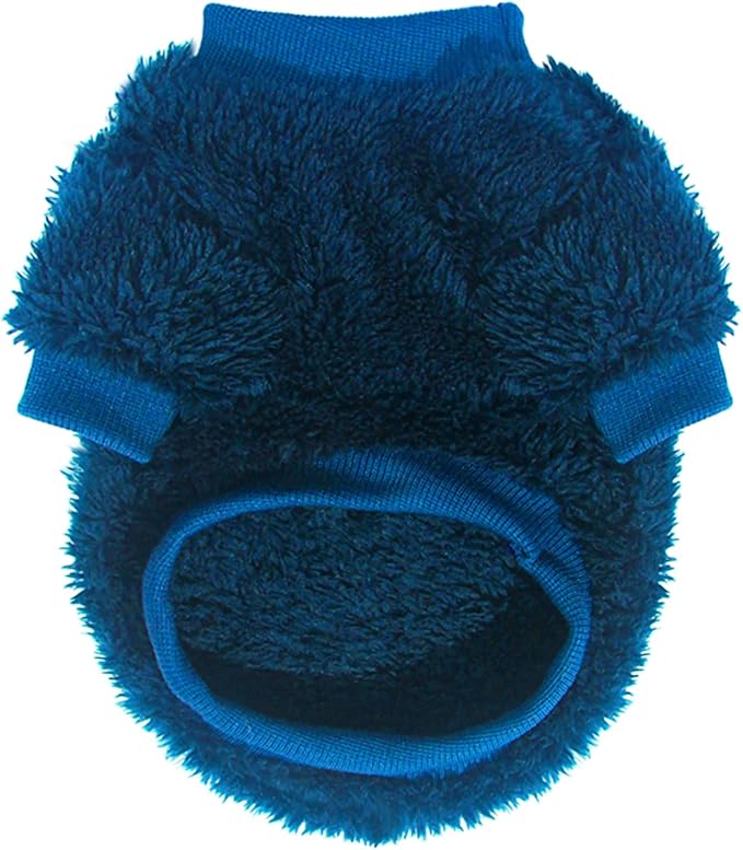 2 Pieces Fleece Dog Sweaters for Small Dogs Boy Cute Warm Small Dog Clothes Male Puppy Chihuahua Cat, Blue, Dark Green, XXS