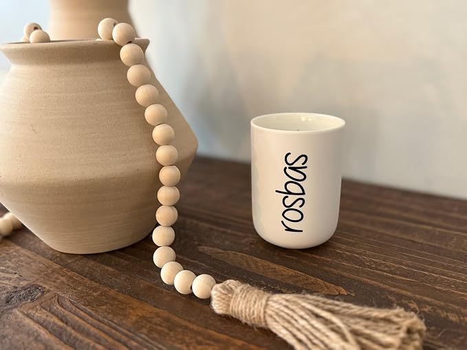 rosbas Black Raspberry Vanilla Soy Wax Candle - 8 oz in Ceramic Jar – Clean Burning, Long Lasting, Boxed, Home Fragrance, White, Made in USA