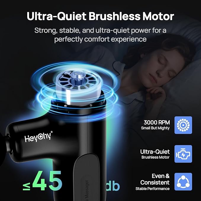 Super Mini Massage Gun Deep Tissue, Handheld Muscle Massager with 4 Heads, Percussion Travel Size Massage Gun for Back Pain Relief, Quiet for Home, Gym, Office, Gift for Men & Women, Black