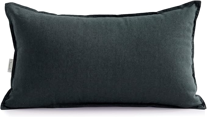 Jeanerlor Cotton Linen Decorative 12"x20" Lumbar Throw Pillow Case Cushion Cover with Twin Needles Stitch on Edge,for Wedding/Party/Gift/Car (30 x 50cm), Dark Green