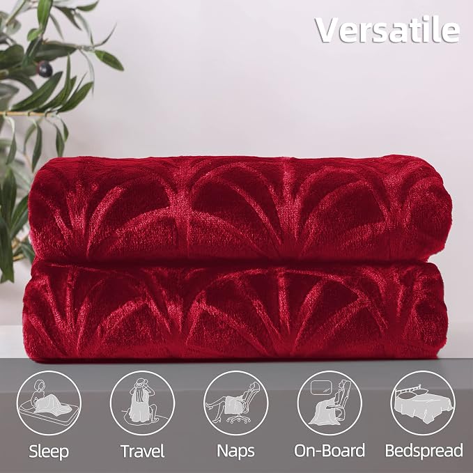 Whale Flotilla Soft Flannel Fleece Throw Blanket for Couch, Red | Cozy Lightweight Breathable Velvet Sofa Throws, Plush Fluffy Vintage Pattern Decorative Blanket for Bed, All Season, 50"x60"
