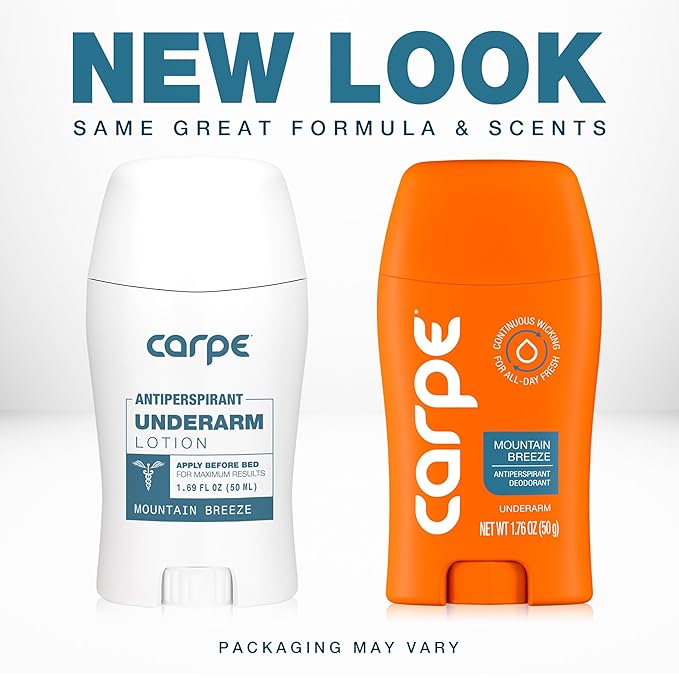 Carpe Underarm Antiperspirant Deodorant for Men and Women - 72 Hour Sweat & Odor Control - Clinical Strength Deodorant for Men - Long Lasting Deodorant Antiperspirant - Mountain Breeze - 2 Pack