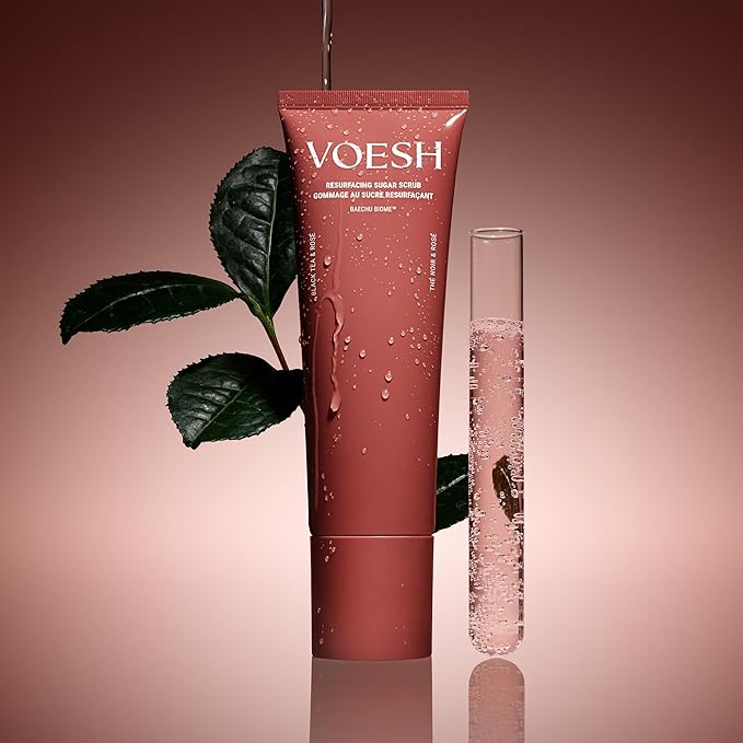 VOESH Resurfacing Sugar Scrub - Black Tea & Rose, Sugar Body Scrub, K-Beauty Korean Skincare for the Body