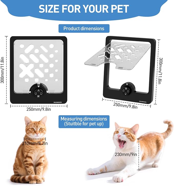 Cat Door for Interior Doors | Built-in Window Pet Door Flap
