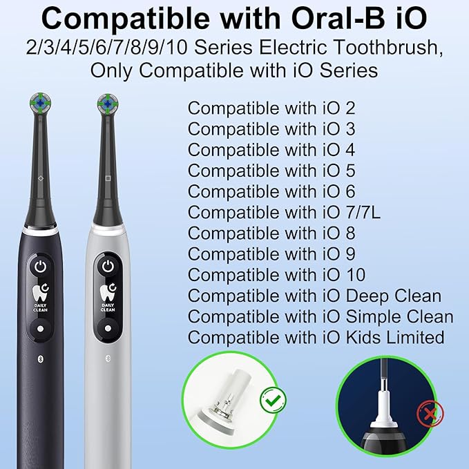Qitizu Replacement Heads Compatible with Oral B iO Electric Toothbrush, Replacement Toothbrush Heads Fit for Oral-B iO 2/3/4/5/6/7/8/9/10 Series Toothbrush, 8 Packs (Black)