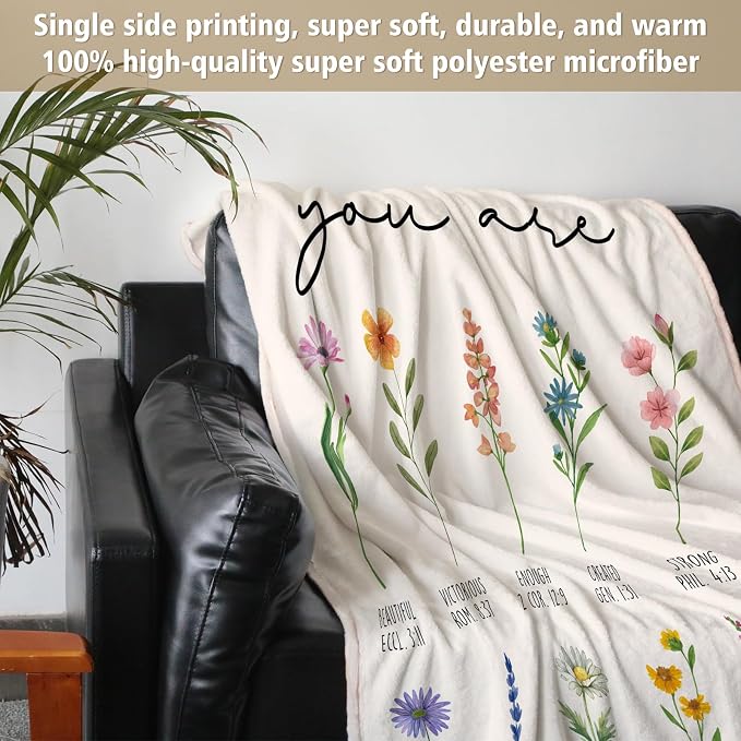 Christian Gifts for Women Birthday, Christian Blanket with Flowers | Inspirational, Religious Gifts for Women, Sister, Friend, Daughter, Mom, Baptism Gift, Soft Throw Blankets 50'' x 60''