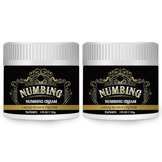 Numbing Cream Extra Strength: Long Lasting & Fast-Absorbing with Arnica and Emu Oil— Non-Greasy 50 mL 2 Bottles