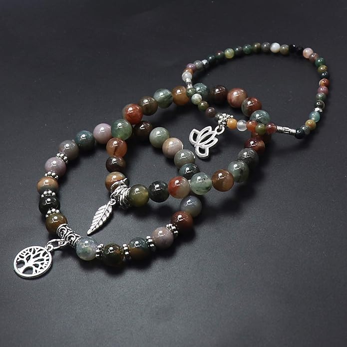 UEUC Tree of Life Yoga Healing Stone Bracelets,Multilayer Lotus Chakra Stone Reiki Bracelet Sets,Anxiety Crystal Natural Stone,for Women Stress Relief