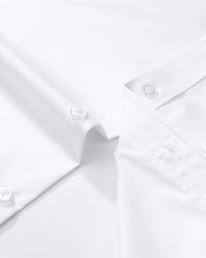 J.VER Men's Dress Shirts Solid Long Sleeve Stretch Wrinkle-Free Formal Shirt Business Casual Button Down Shirts