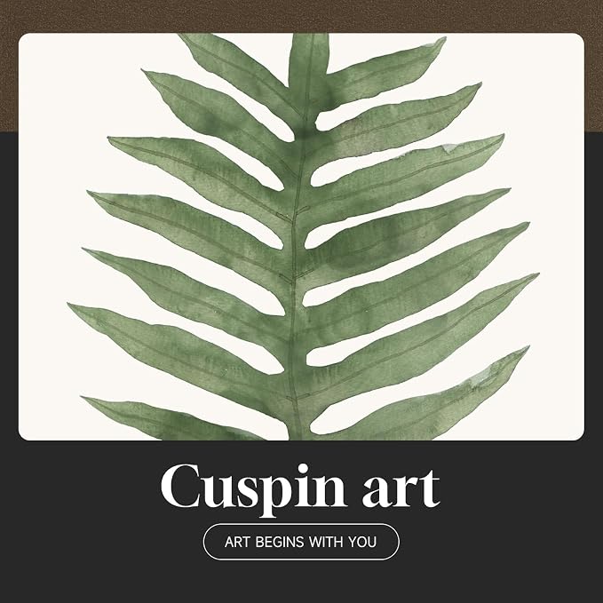 Framed Modern Green Tropical Fern Botanical Wall Art, 6 Piece 11x14 In | Leaf painting, Plant leaves wall decor, Plexiglass with mat prints, Ready to hang artwork, Living room bedroom pictures