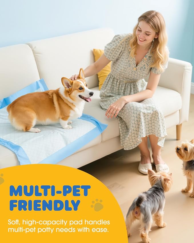 Powools Puppy Pads for Dogs, 22 x 22 in, 6-Layer, Leak-Proof, 150-Pack | Large Pee Pads for Dogs Potty Training, Quick-Dry Design, Wee Wee Pads for Dogs, Puppy Training Pads