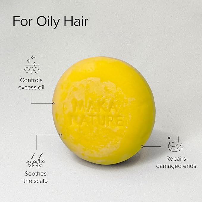Maka Nature Low-Carbon Shampoo Bar | Korean K-Beauty Haircare with Natural Ingredients for Scalp & Hair Types | Vegan, Eco-Friendly, pH balanced, 3.35oz (Lemon), Made in Korea