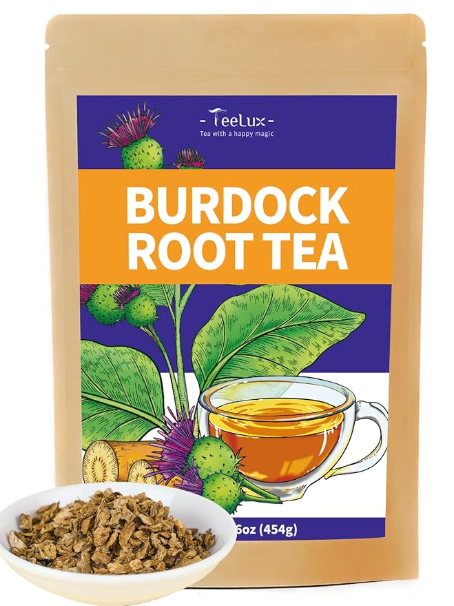 TeeLux Burdock Root Tea, Cut & Sifted, Pure Natural Dried Burdock Root Loose Leaf Tea, Caffeine Free, Premium Herbal Tea, 16oz