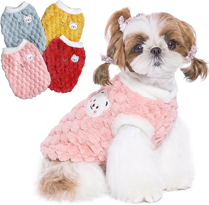 Dog Sweater for Small Dogs Puppy Cats Winter Warm Soft Pet Clothes Pullover Cute Extra Small Dog Apparel, Cat Sweaters for Cats Only Fit Chihuahua Yorkie(Pink, L)