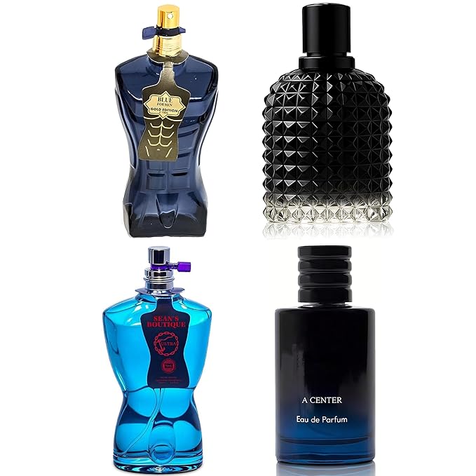 A CENTER Men's Cologne Include 4 Variety Pack Perfume Gift Set- 3.4 Fl Oz Each Eau De Parfume Tobacco,Musk,Woody,Masculine Scent Long Lasting Fragrance(Bundle L)