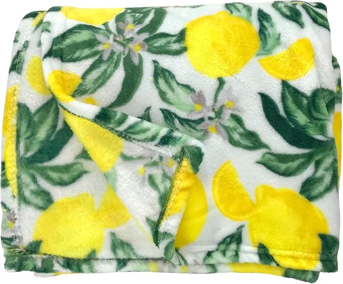 Mother's Day Lemon Garden Fleece Throw Blankets: Soft Plush Accent for Sofa Couch Chair Bed Dorm or Travel