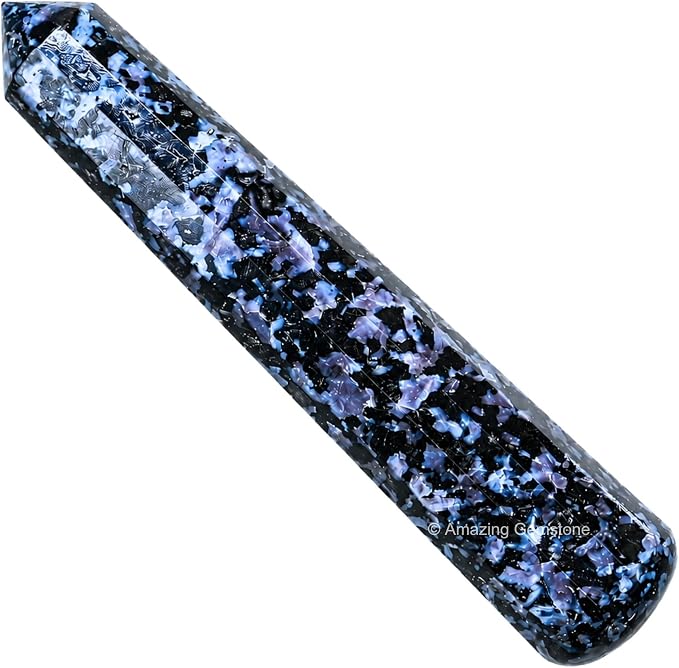 Amazing Gemstone Indigo Gabbro Crystal Wand Massage Stick - Pelvic Wand Gua Sha for Adults - Crystals and Healing Stones Massage Wands for Adults Gifts (Pointed)