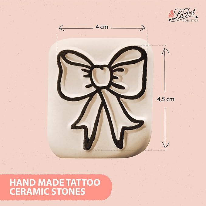 LaDot Temporary Tattoo Stamp– Easy-to-Use Reusable Ceramic Skin Stamp for Creating Custom Temporary Tattoos – Fun Body Art Tool for Parties, Events, and Festivals (Bow, Large)