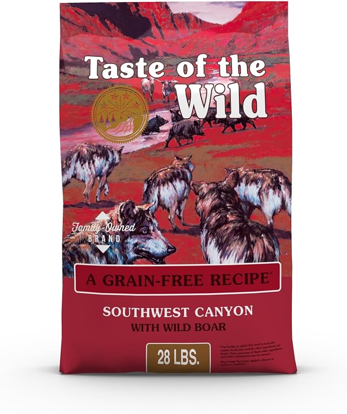 Taste of the Wild Southwest Canyon Dry Dog Food, Wild Boar, 28lb | Puppy, Adult & Senior Dogs |Grain Free Recipe* |Nutrient Dense to Help Support Peak Health |Probiotics for Digestive Support