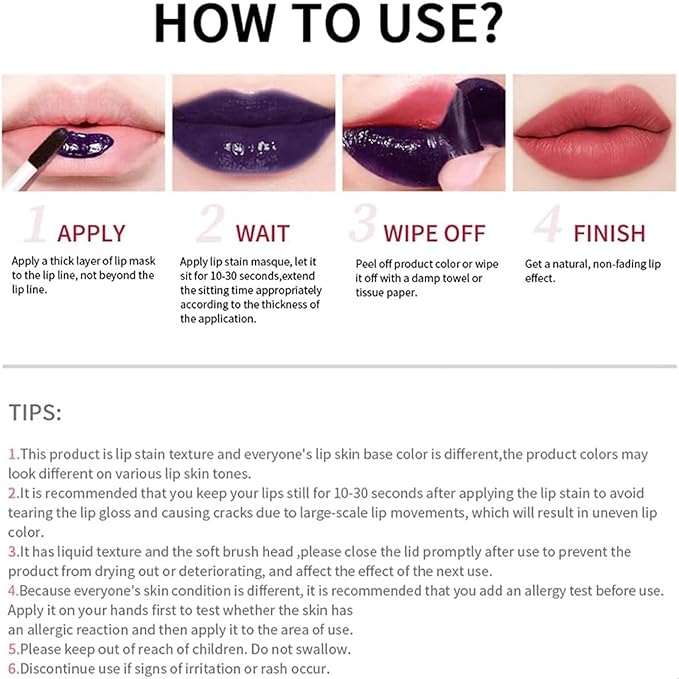 3PCS Peel Off Lip Stain Tattoo Set, Matte Peel Off Removable Lip Liner Set, Highly Pigmented Waterproof Long Lasting Liquid Lipstick Lip Stain Liner