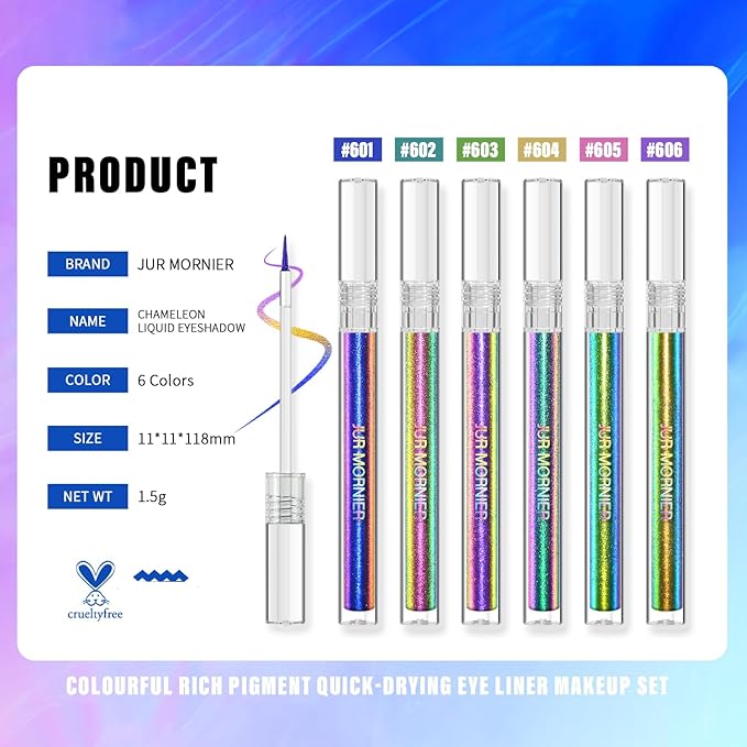 Multichrome Liquid Eyeshadow,Chameleon Eyeliner Colorful Eye Freckle Pen,Metallic Holographic Waterproof Long Lasting Smooth High Pigment Eyeshadow Highlighter Halloween Party Makeup(#602)
