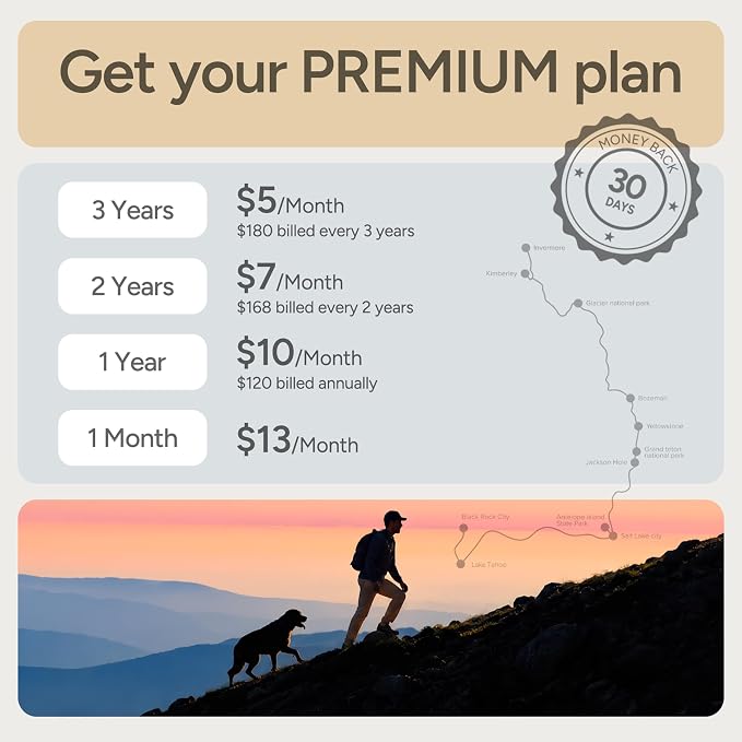 Molly&Cody Smart Dog & Cat GPS Tracker, 4 Smart Modes Real-Time Pet Tracker with Custom Virtual Fence IP67 Waterproof Location History & 365-Day Health Data Monitoring, Subscription Required