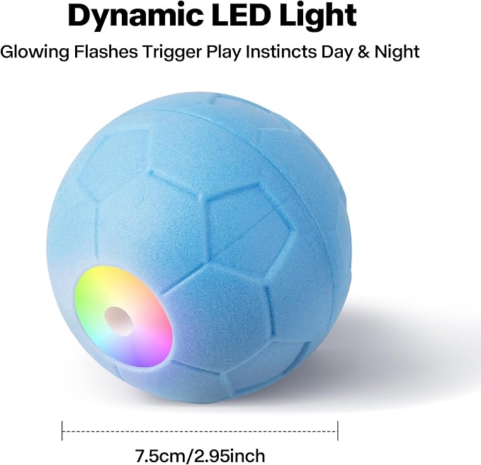 Pet Prime Interactive Dog Ball,Automatic Rolling Ball for Small,Medium & Large Dogs,Touch Activated Self Moving Toy with LED Lights, Upgraded ETPU Material,IP65 Waterproof for Indoor/Outdoor Play