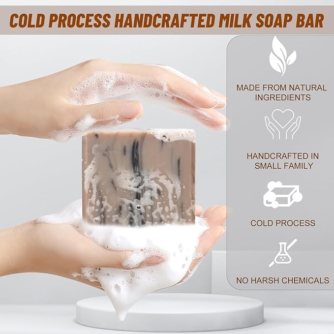 Beef Tallow Soap Bar – All Natural Grass Fed Tallow Soap Lavender – Moisturizing Face & Body Wash Great for Eczema, Dry, Itchy, Sensitive Skin – Handcrafted Bath Soap for Adults, Kids (MILK)