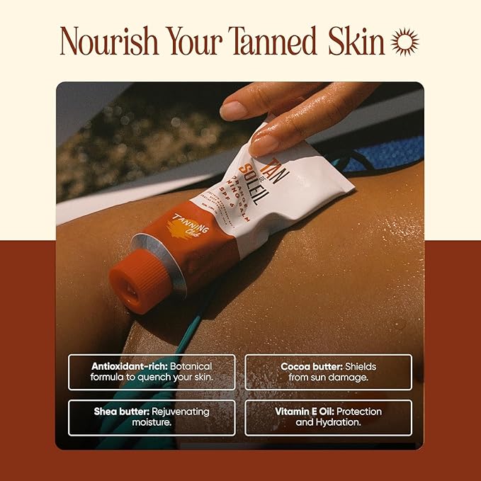 Tanning Club Tan De Soleil 2-Pack – SPF 6 Sun Tanning Lotion (100 ml each) – Hydrating Orange Tanning Balm with Shea & Cocoa Butter for an Instant Glow & 80-Minute Water-Resistant Sun Care