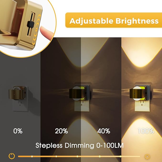 L LOHAS LED Night Light Projector, Night Lights Plug into Wall Light Sensor | Dusk to Dawn Sensor, Rotating Nightlight for Kids, Soft White Swivel Ambient Lighting for Bathroom, Gaming Room, Gifts,2 Pack