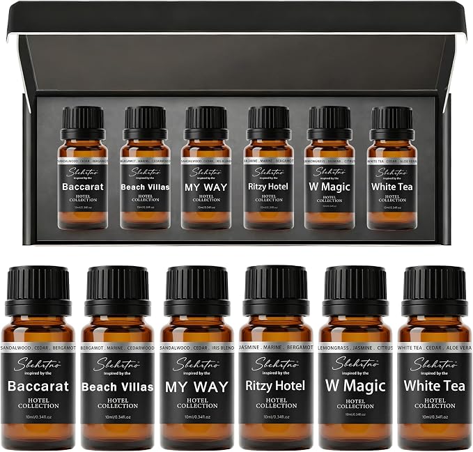 Hotel Diffuser Oil Gift Set–Luxury Hotel Inspired Fragrance Oils for Diffusers, Premium Aromatherapy Home Fragrance, Long Lasting Scent for Bedroom, Spa & Office (2.0 Fl Oz (6 x 0.34 Fl Oz))