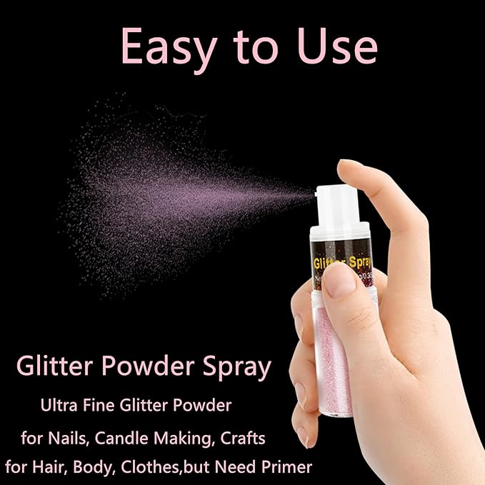 Go Ho Pink Hair and Body Glitter Spray,Light Pink Glitter Spray Dry Powder Makeup for Clothes,Festival Loose Sparkle Powder,Holographic Ultra Fine Resin Glitters for Crafts,10g