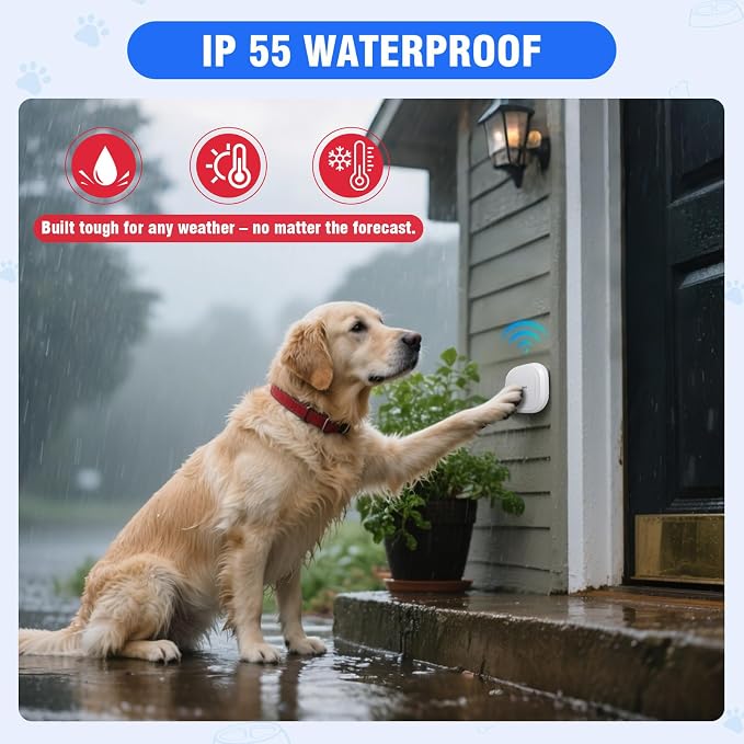 ChunHee Dog Door Bell for Potty Training –Smart Wireless Dog Bell to Go Outside, 500Feet with IP55 Waterproof, 32 Melodies & 5 Volume Levels(1 Receiver + 2 Buttons)