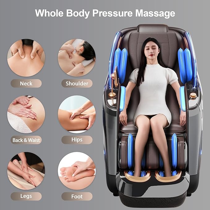 4D Full Body Massage Chair with Dual SL Tracks - Zero Gravity Recliner, AI Body Scan & Foot/Calf Rollers for Home Office Deep Sleep Relaxation (Black)