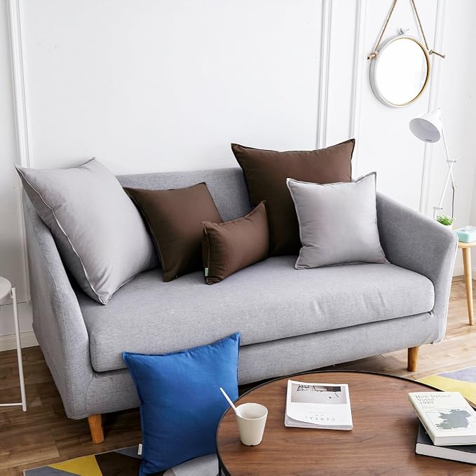 Jeanerlor Decorative Cotton Linen Chair Throw Pillow Case, Sofa Durable Classy, Comfortable Cushion Cover for Wedding Party Gift Car 26"x26"(65 x 65cm),Brown