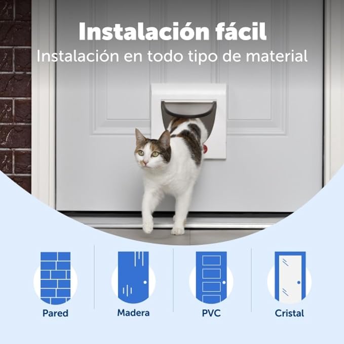 PetSafe Staywell Classic Manual 4-Way Locking Cat Flap – Cat Door with 4 Programmed Locking Settings, White, Tunnel Included