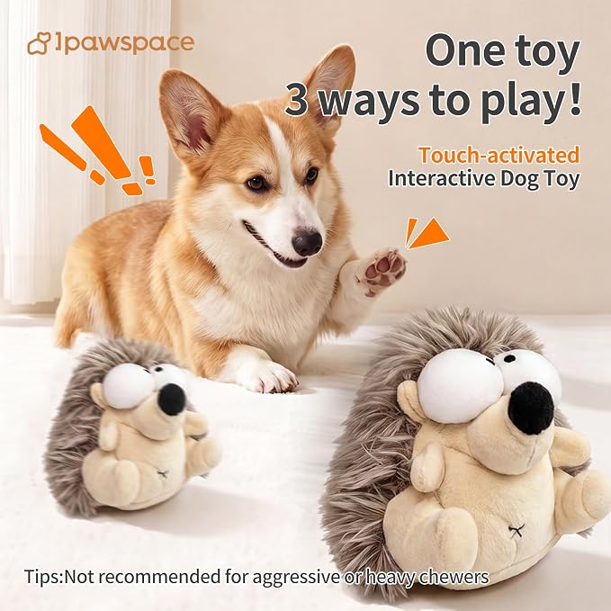 Interactive Dog Toys, Moving Squeaky Plush Dog Toy-Hedgehog