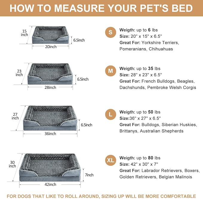 WNPETHOME Orthopedic Washable XL Dog Bed for Senior Dog Cozy Sleep | Extra Large Waterproof Big Soft Dog Couch Sofa Bed for Dogs Relax with Removable Cover Supportive Pet Bed DarkGrey 42x30Inch