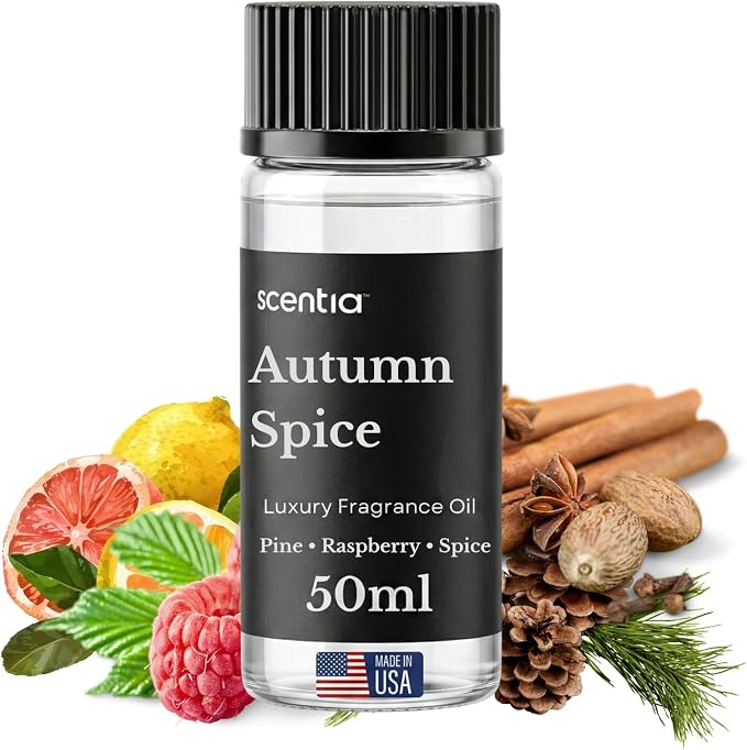 Scentia Autumn Spice Essential Oil – 50 ml Fall Blend with Pumpkin Spice Notes | Diffuser Oil for Home, Halloween & Thanksgiving Décor | Aromatherapy, Candle & Soap Making