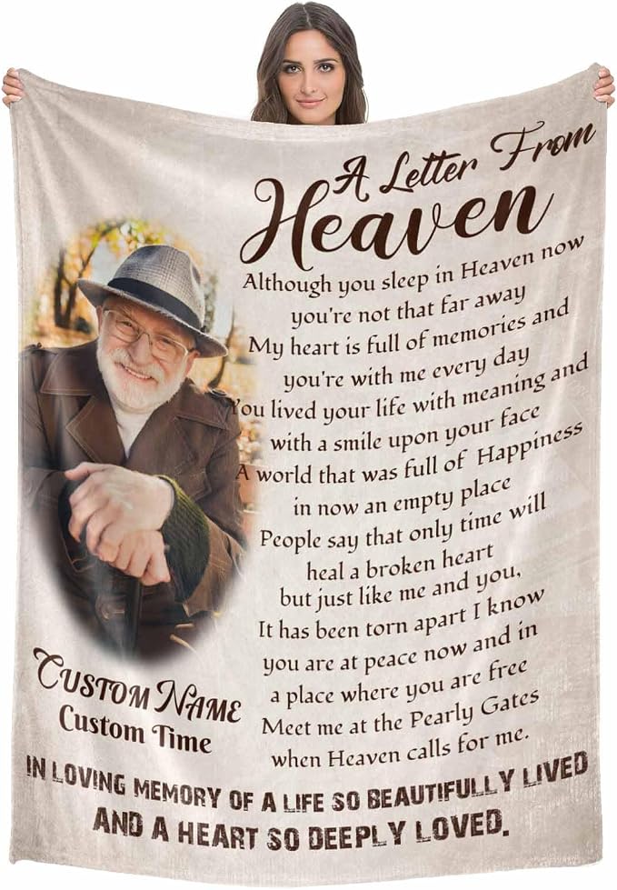 Custom Memorial Blanket with Photo - Sympathy Gift for Loss of Loved One